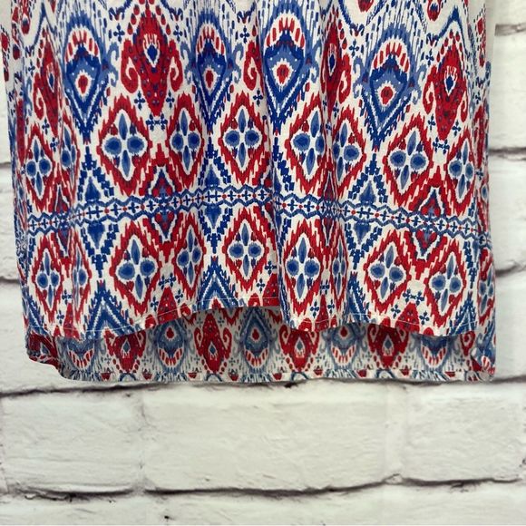 Basic Editions Red White and Blue Bohemian Print Loose Tank Size M Cotton SZ M - Picture 4 of 7